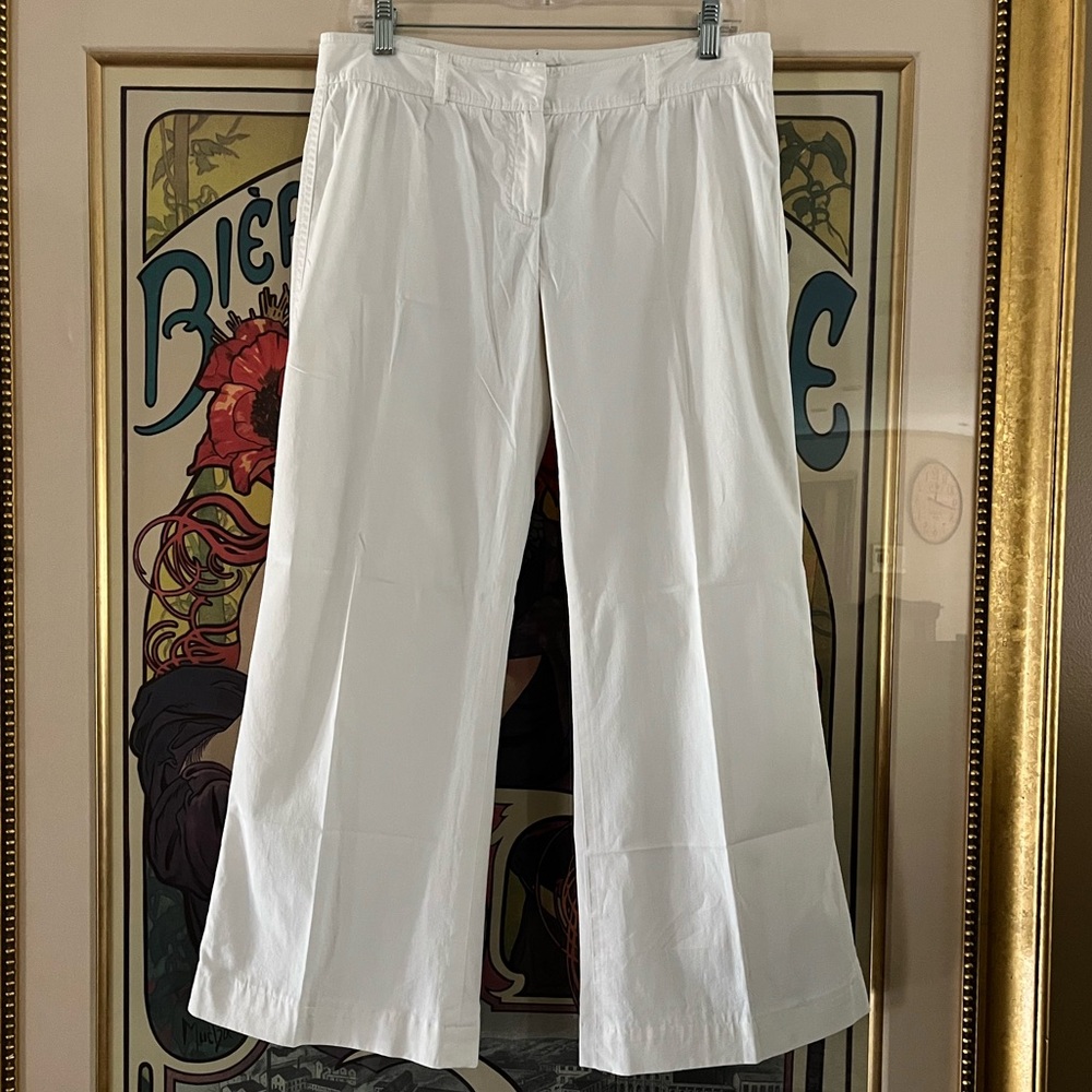 THEORY Pants Wide Leg  Cotton Ivory/White  Size 6